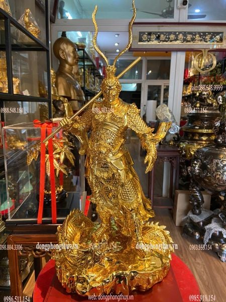Tượng ngộ không bằng đồng dát vàng Cao 40 ngang 24 rộng 20 nặng 9kg