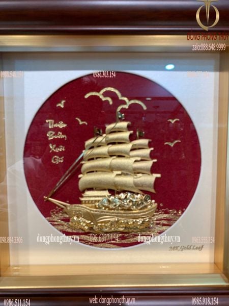 Quà tặng doanh nghiệp: tranh thuyền buồm mạ vàng 24k 20x20cm