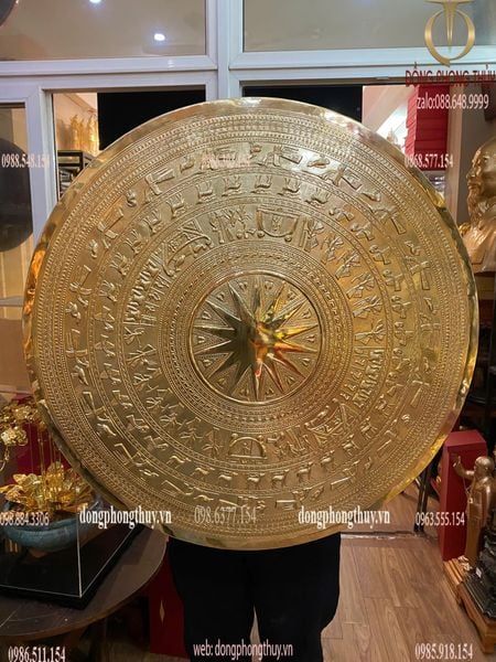 Mặt trống thúc đường kính 80cm đồng vàng đánh bóng gương
