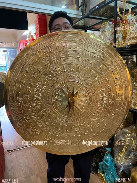 Mặt trống thúc đường kính 80cm đồng vàng đánh bóng gương