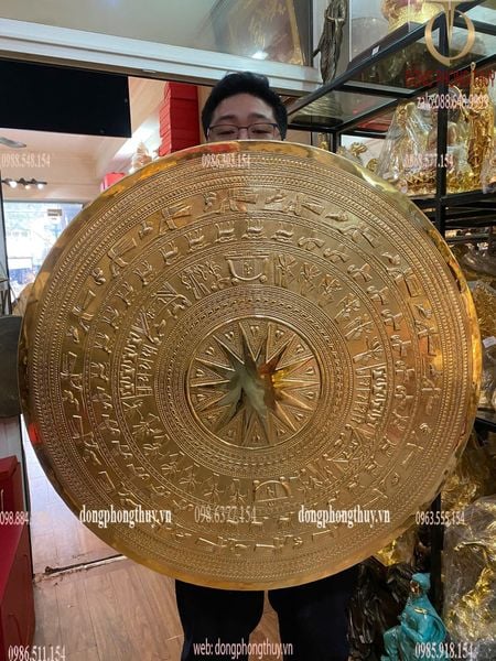 Mặt trống thúc đường kính 80cm đồng vàng đánh bóng gương