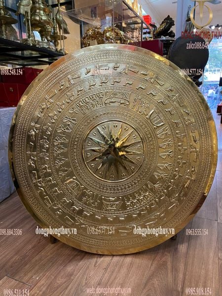 Mặt trống thúc đường kính 80cm đồng vàng đánh bóng gương