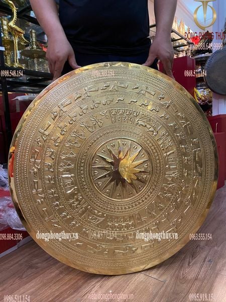 Mặt trống thúc đường kính 80cm đồng vàng đánh bóng gương