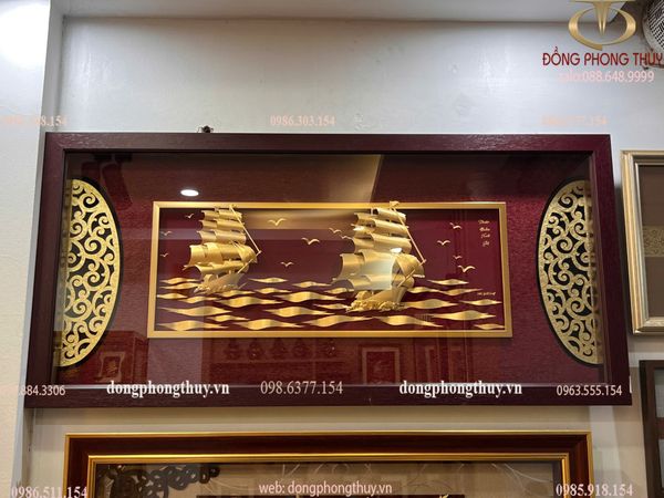 Tranh thuyền buồm mạ vàng 24k 60x126cm