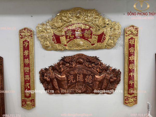 Cuốn thư câu đối bằng đồng 1m76 nặng 13,5kg