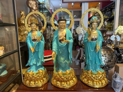 Tây Phương Tam Thánh bằng đồng xanh