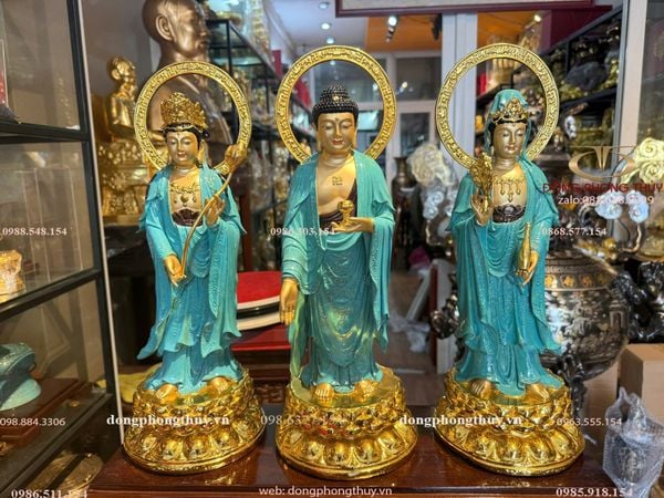 Tây Phương Tam Thánh bằng đồng xanh