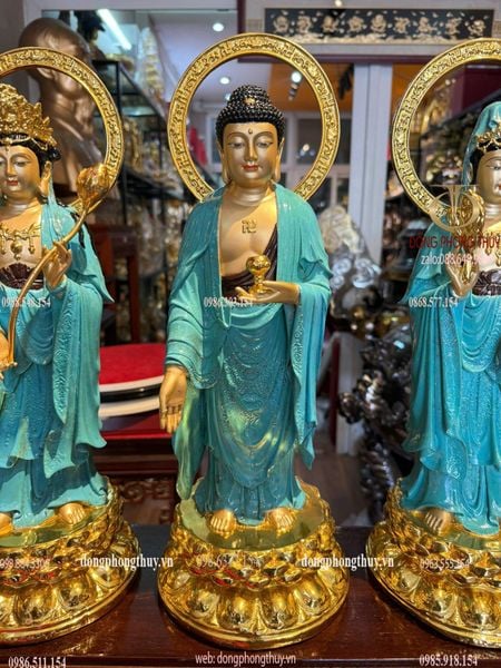 Tây Phương Tam Thánh bằng đồng xanh