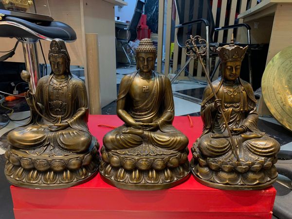 Tượng ta bà tam thánh bằng đồng cao 30cm nặng 10.8kg