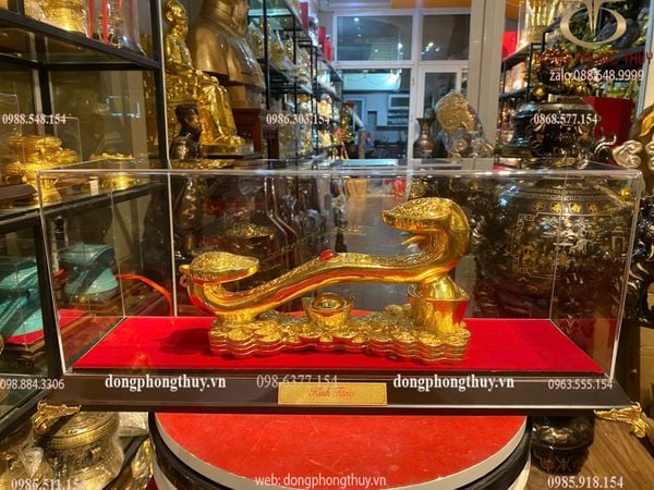 Gậy như ý bằng đồng dát vàng 24k Cao 13cm dài 27cm nặng 1,7kg dát 24k