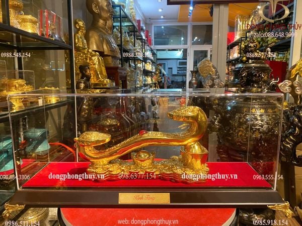 Gậy như ý bằng đồng dát vàng 24k Cao 13cm dài 27cm nặng 1,7kg dát 24k