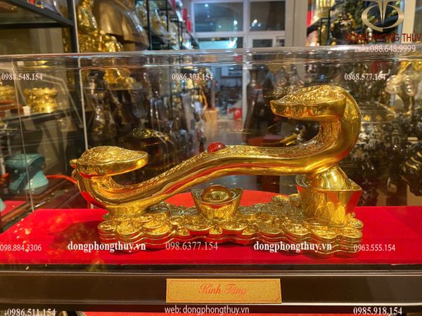 Gậy như ý bằng đồng dát vàng 24k Cao 13cm dài 27cm nặng 1,7kg dát 24k