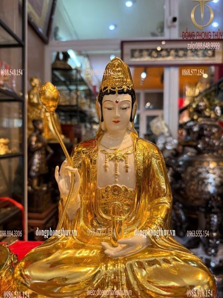 Ta bà tam thánh 30cm bằng đồng dát vàng
