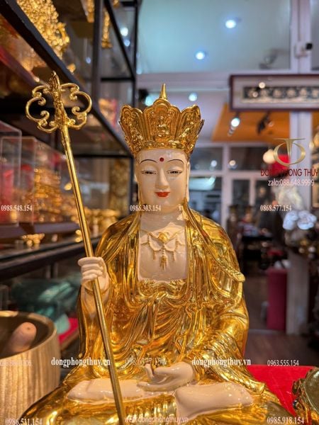 Ta bà tam thánh 30cm bằng đồng dát vàng