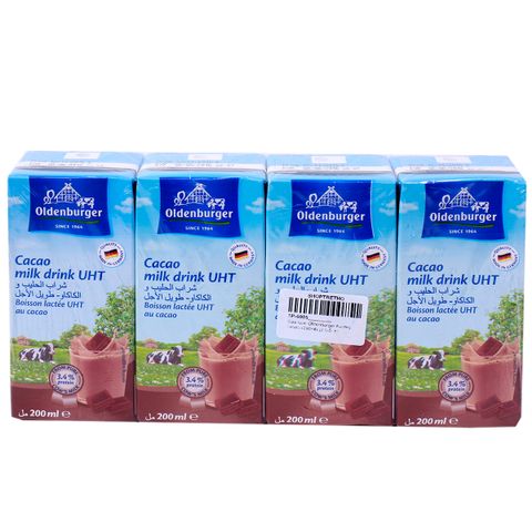 Sữa tươi Oldenburger vỉ 200ml vị cacao