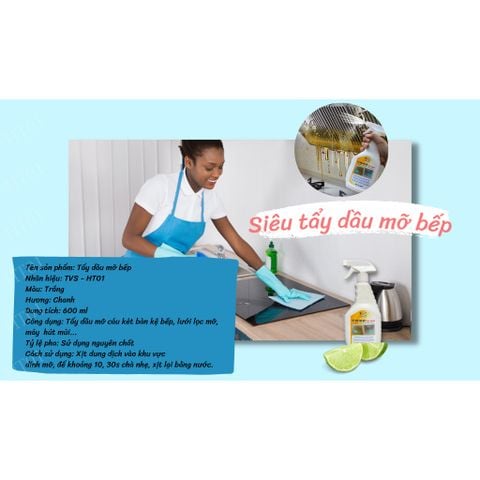  Tẩy dầu mỡ bếp, hút mùi 