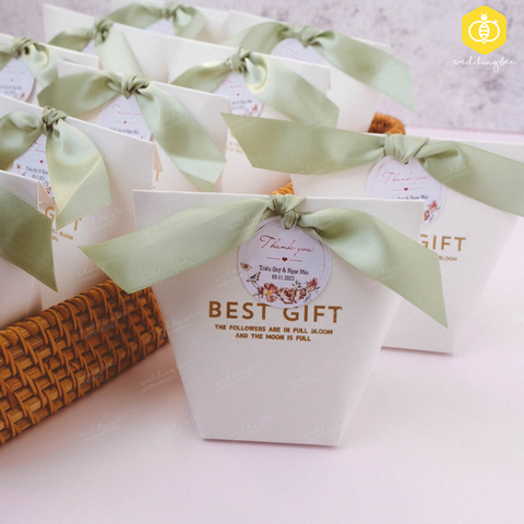 Hộp quà cưới cao cấp - Best gift kèm nơ xanh