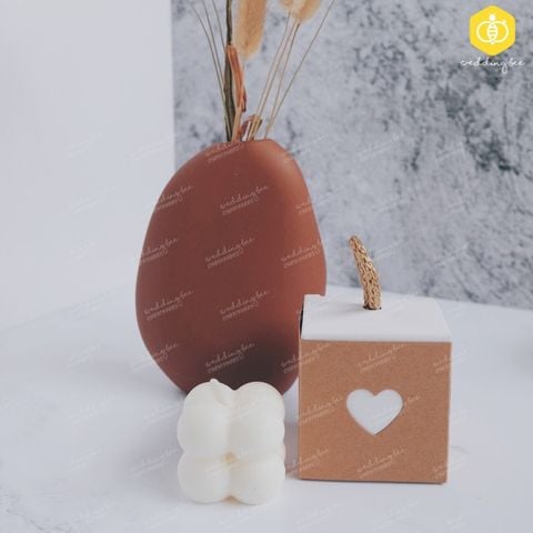 Hộp quà cưới Kraft tim 2 lớp - Dây nâu