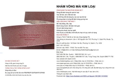  Bộ 10 cái giấy nhám vòng CHLB Đức PQ ® 151XP, mài bóng kim loại hạt  Aluminum Oxide Closed Coat Sanding , quy cách 50mm x 915 mm ( 50x915 mm ) độ hạt P120, 10 cái / hộp, mã Code PQ 3.10.511.2372 