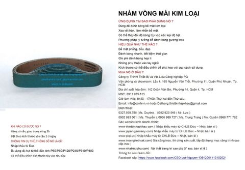  Bộ 10 cái giấy nhám vòng CHLB Đức PQ ® 151XP, mài bóng kim loại hạt  Zirconia Cloth Sanding, quy cách 50mm x 915 mm ( 50x915 mm ) độ hạt P80, 10 cái / hộp, mã Code PQ 3.10.511.2412 