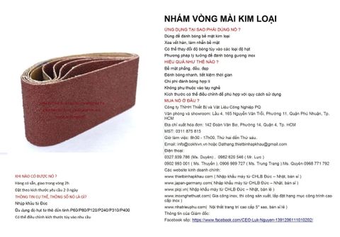  Bộ 10 cái giấy nhám vòng CHLB Đức PQ ® 151XP, mài bóng kim loại hạt Aluminum Oxide Closed Coat Sanding , quy cách 53 mm x 356 mm ( 53x356 mm ) độ hạt P24, 10 cái / hộp, mã Code PQ 3.10.511.2266 