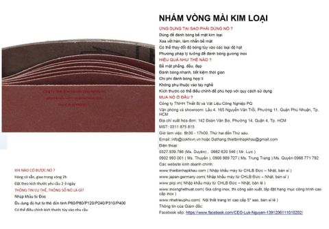  Bộ 10 cái giấy nhám vòng CHLB Đức PQ ® 151XP, mài bóng kim loại hạt Aluminum Oxide Closed Coat Sanding , quy cách 57 mm x 2030mm ( 57x2030 mm ) độ hạt P150, 10 cái / hộp, mã Code PQ 3.10.511.2273 