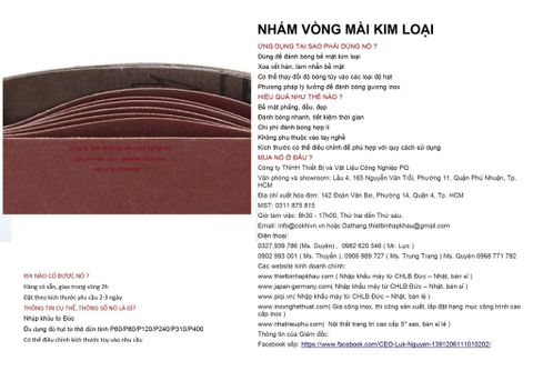  Bộ 10 cái giấy nhám vòng CHLB Đức PQ ® 151XP, mài bóng kim loại hạt Aluminum Oxide Closed Coat Sanding , quy cách 53 mm x 356 mm ( 53x356 mm ) độ hạt P220, 10 cái / hộp, mã Code PQ 3.10.511.2275 