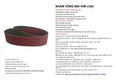  Bộ 10 cái giấy nhám vòng CHLB Đức PQ ® 151XP, mài bóng kim loại hạt Aluminum Oxide Closed Coat Sanding , quy cách 64mm x 1220 mm ( 64x1220 mm ) độ hạt P150, 10 cái / hộp, mã Code PQ 3.10.511.2321 