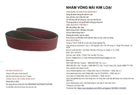  Bộ 10 cái giấy nhám vòng CHLB Đức PQ ® 151XP, mài bóng kim loại hạt Aluminum Oxide Closed Coat Sanding , quy cách 64mm x 1220 mm ( 64x1220 mm ) độ hạt P320, 10 cái / hộp, mã Code PQ 3.10.511.2323 