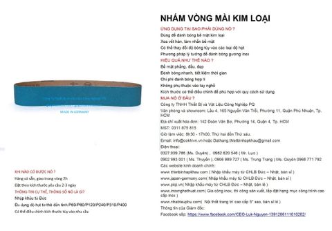  Bộ 10 cái giấy nhám vòng CHLB Đức PQ ® 151XP, mài bóng kim loại hạt  Zirconia Cloth , quy cách 64mm x 1220 mm ( 64x1220 mm ) độ hạt P24, 10 cái / hộp, mã Code PQ 3.10.511.2358 