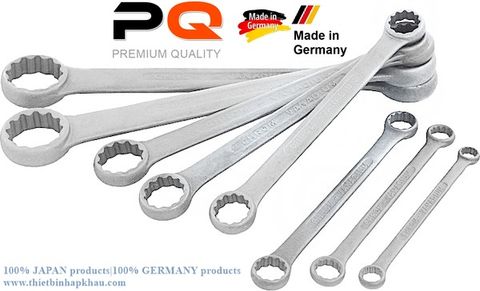  Bộ cờ lê hai đầu hình tròn, mạ chrome thẳng (Double-ended ring spanner set, straight chrome-plated). Code: 3.04.400.0729 | www.thietbinhapkhau.com | Công ty PQ 