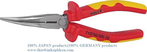  Kìm mũi vách ngăn cách điện VDE (Snipe-nose pliers, angled VDE insulated). Code: 3.10.400.0056 | www.thietbinhapkhau.com | Công ty PQ 