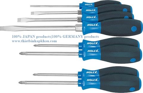  Bộ 8 tua vít, đầu cắm Phillips và Pozidriv 4/2/2. Screwdriver set, 8-piece Slot-head Phillips and Pozidriv 4/2/2. Code: 3.04.400.0356 | www.thietbinhapkhau.com | Công ty PQ 