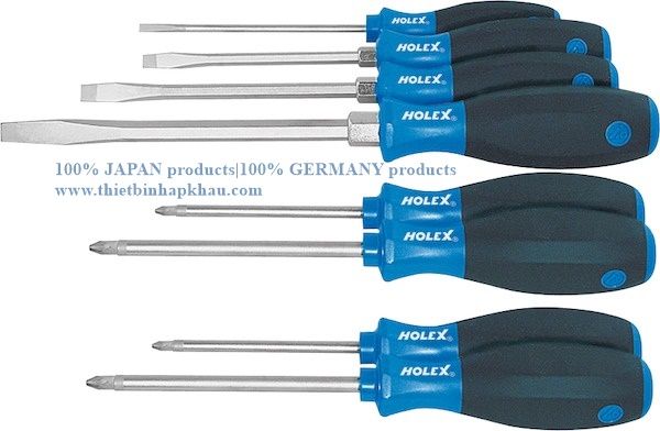 Bộ 8 tua vít, đầu cắm Phillips và Pozidriv 4/2/2. Screwdriver set, 8-piece Slot-head Phillips and Pozidriv 4/2/2. Code: 3.04.400.0356 | www.thietbinhapkhau.com | Công ty PQ 