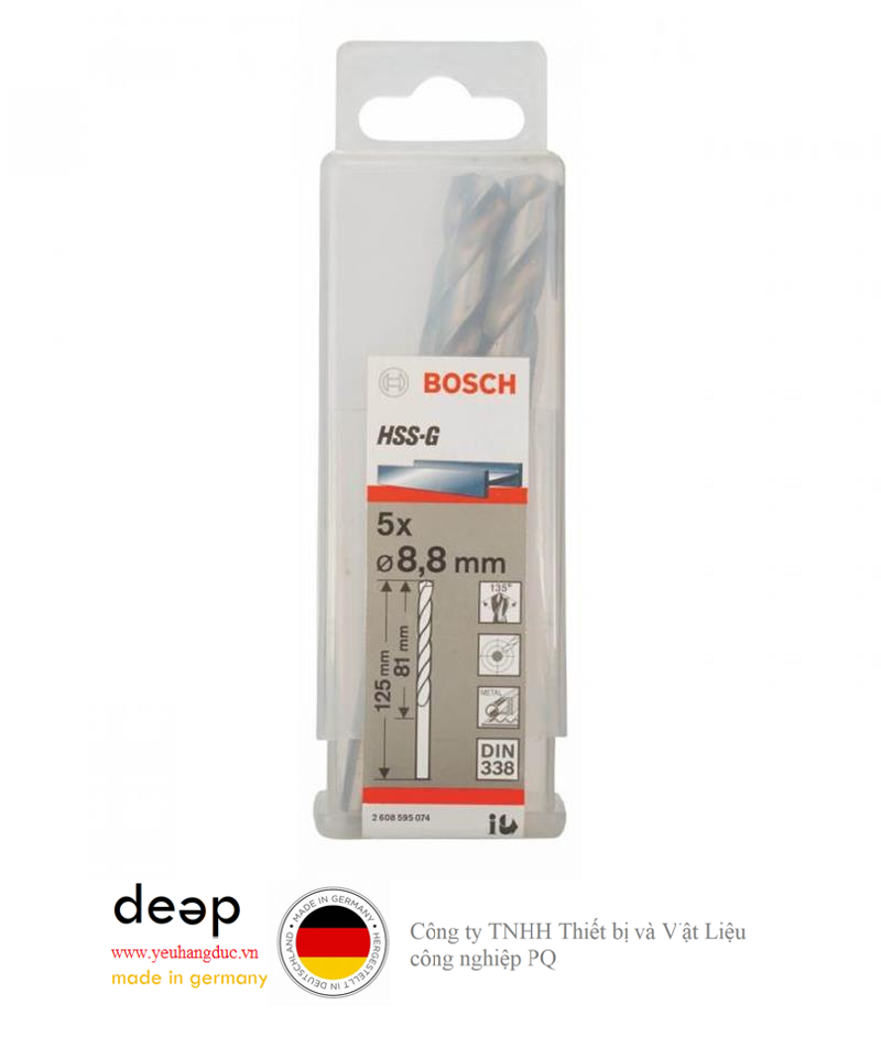 8.8mm Bộ mũi khoan sắt 5 mũi HSS-G Bosch 2608595074   Piqi3 | Www.Thietbinhapkhau.Com | Công Ty PQ 