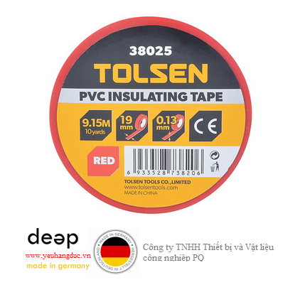 Băng keo điện 9,15m màu đỏ Tolsen 38025  Piqi3 | Www.Thietbinhapkhau.Com | Công Ty PQ 