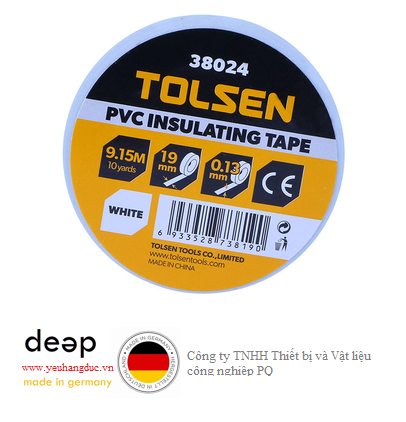  Băng keo điện 9,15m màu trắng Tolsen 38024  Piqi3 | Www.Thietbinhapkhau.Com | Công Ty PQ 