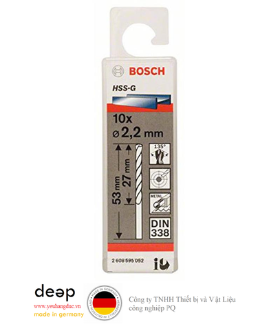  Bộ 10 mũi khoan sắt HSS-G Bosch 2.2mm 2608595052   Piqi3 | Www.Thietbinhapkhau.Com | Công Ty PQ 