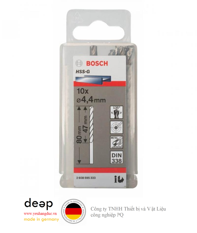 Bộ 10 mũi khoan sắt HSS-G Bosch 4.2mm 2608595060   Piqi3 | Www.Thietbinhapkhau.Com | Công Ty PQ 