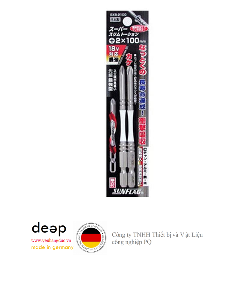 Bộ đầu vít BXB-2100 (#2X100) Sunflag   Piqi4 | Www.Thietbinhapkhau.Com | Công Ty PQ 
