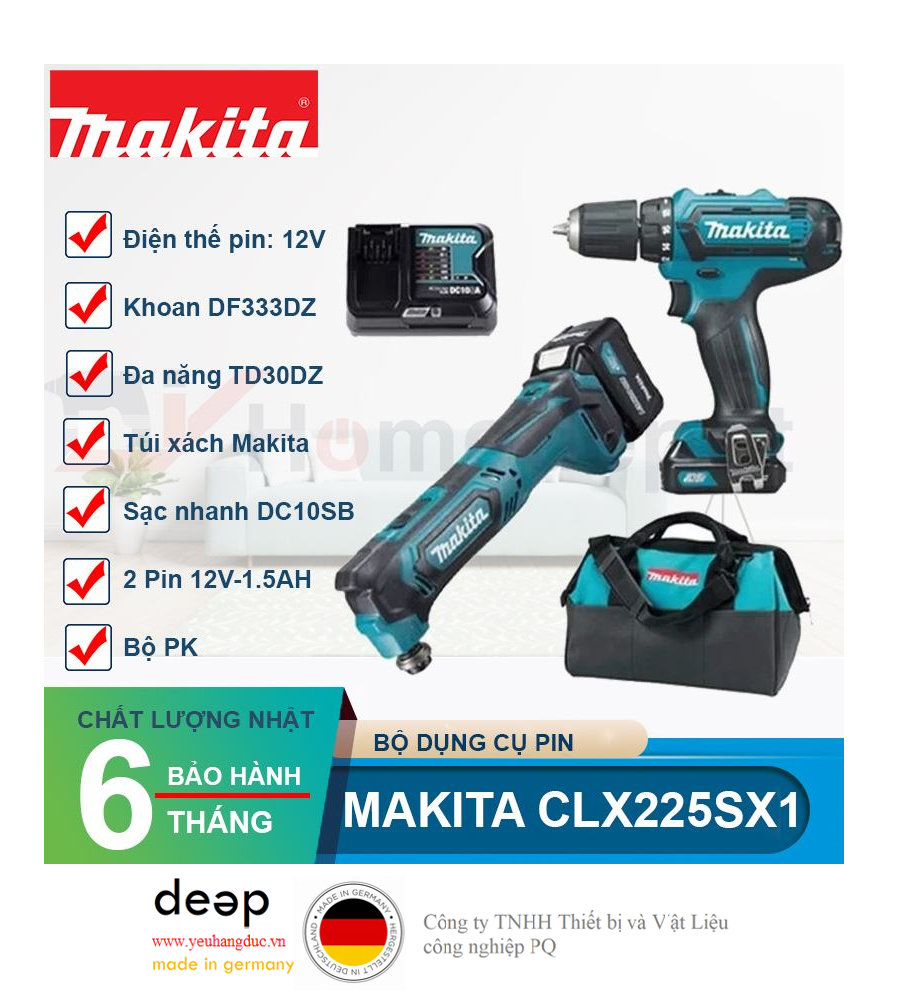 Bộ sản phẩm dùng pin 12V Makita CLX225SX1   Piqi4 | Www.Thietbinhapkhau.Com | Công Ty PQ 