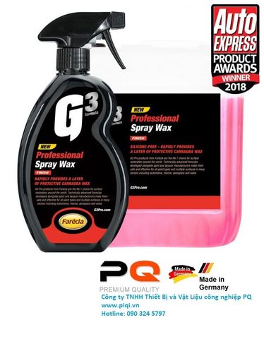  Chai xịt Wax bề mặt sơn G3 Pro Spray Wax 500ml PQ Châu Âu Bảo dưỡng xe hơi ô tô dành cho Dân Chuyên 