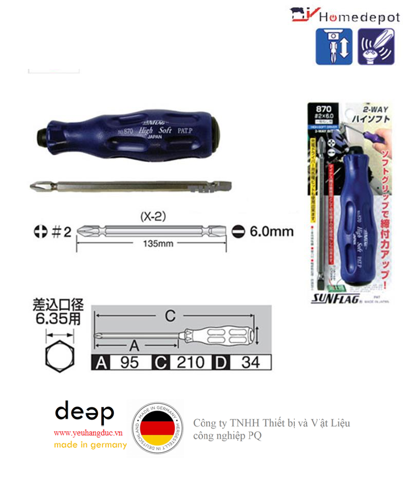 Tuốc nơ vít 870 Sunflag   Piqi4 | Www.Thietbinhapkhau.Com | Công Ty PQ 