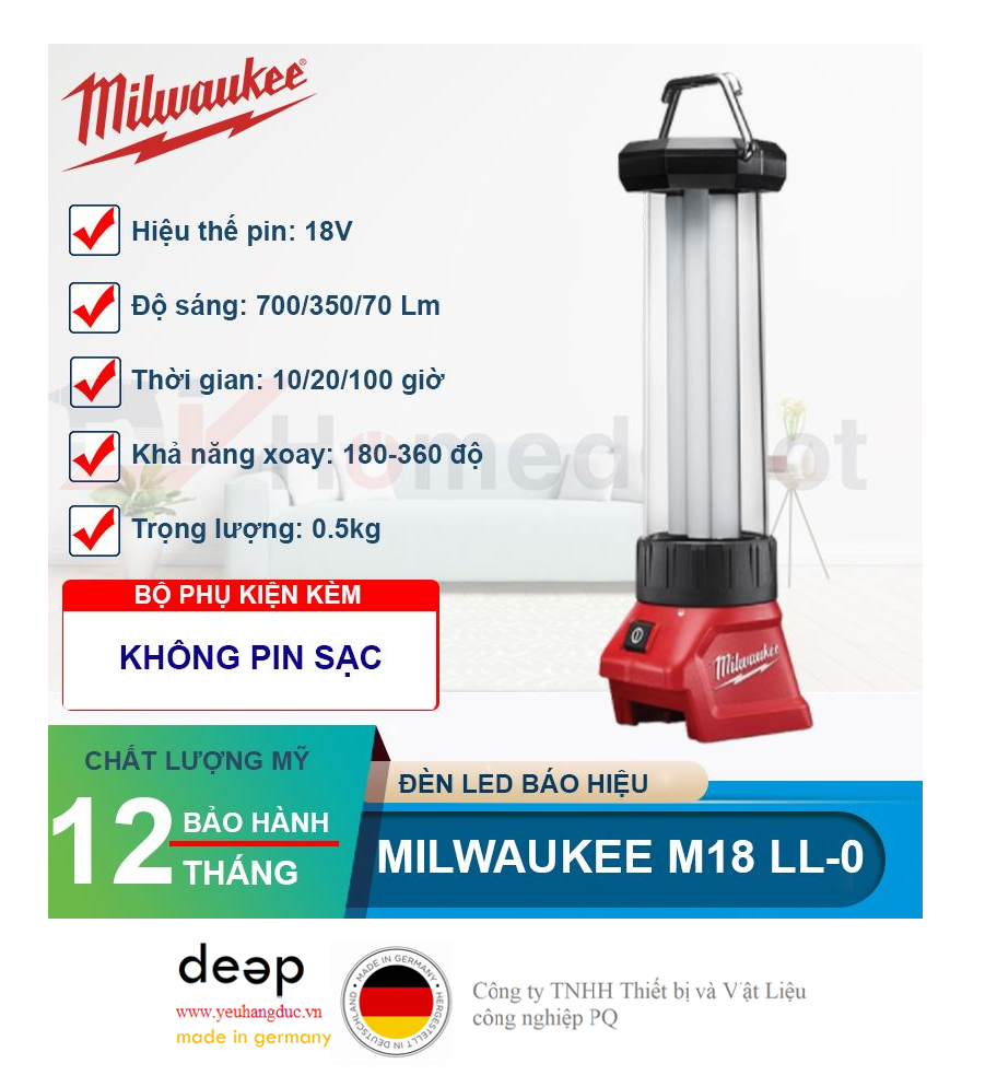 Đèn LED báo hiệu Milwaukee M18 LL-0   Piqi4 | Www.Thietbinhapkhau.Com | Công Ty PQ 