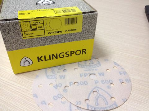  P1000, Hộp 100 cái, Giấy Nhám đĩa tròn phim film 125 mm P1000, có lông dán dính ( lưng nhựa film ), PQ klingsor. Code   3.10.530.3202 