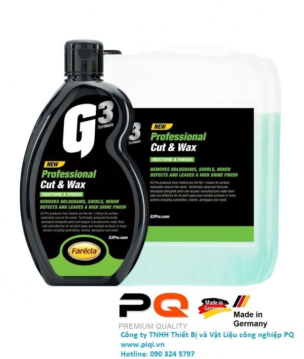 Lơ loại bỏ vết trầy và bảo vệ bề mặt sơn G3 Pro Cut & Wax 500ml G3P7208 PQ Châu Âu Bảo dưỡng xe hơi ô tô dành cho Dân Chuyên