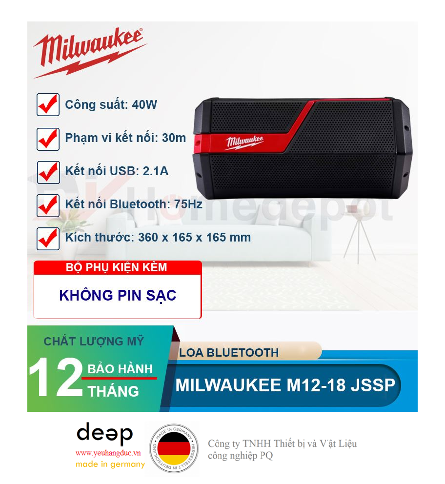 Loa Bluetooth Milwaukee M12-18 JSSP   Piqi4 | Www.Thietbinhapkhau.Com | Công Ty PQ 