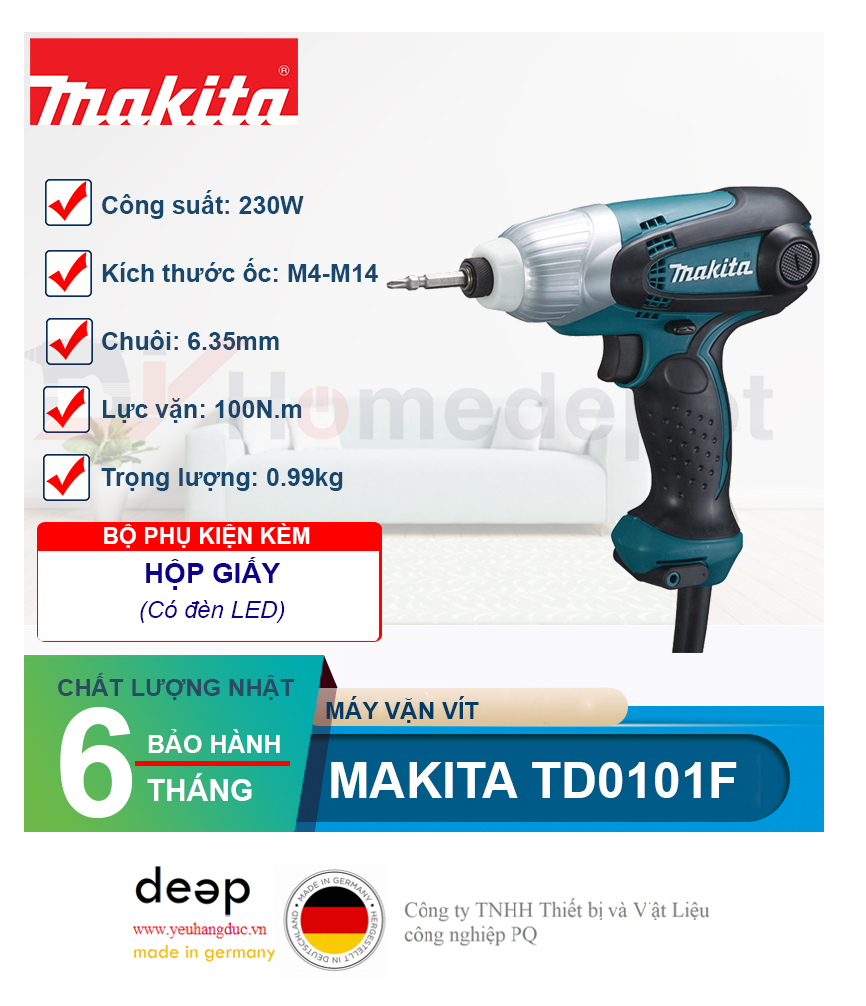 Máy bắn vít 230W có đèn laser Makita TD0101F   Piqi4 | Www.Thietbinhapkhau.Com | Công Ty PQ 