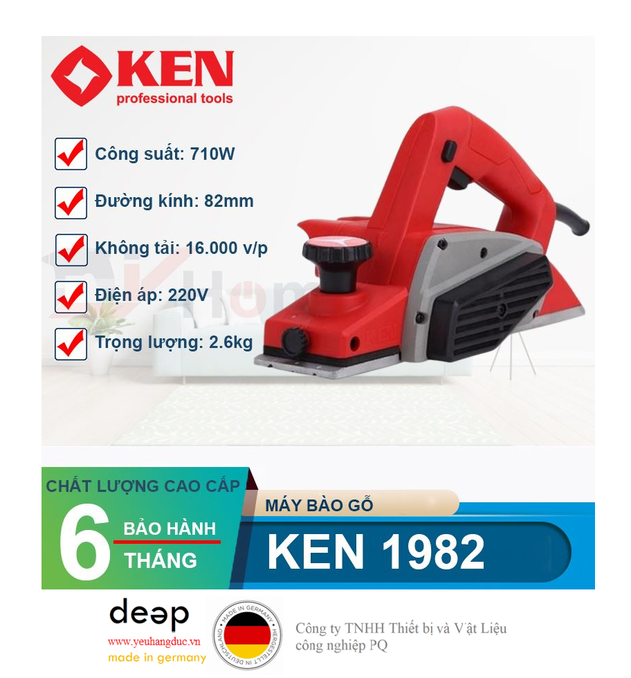 Máy bào gỗ 710w Ken 1982   Piqi4 | Www.Thietbinhapkhau.Com | Công Ty PQ 
