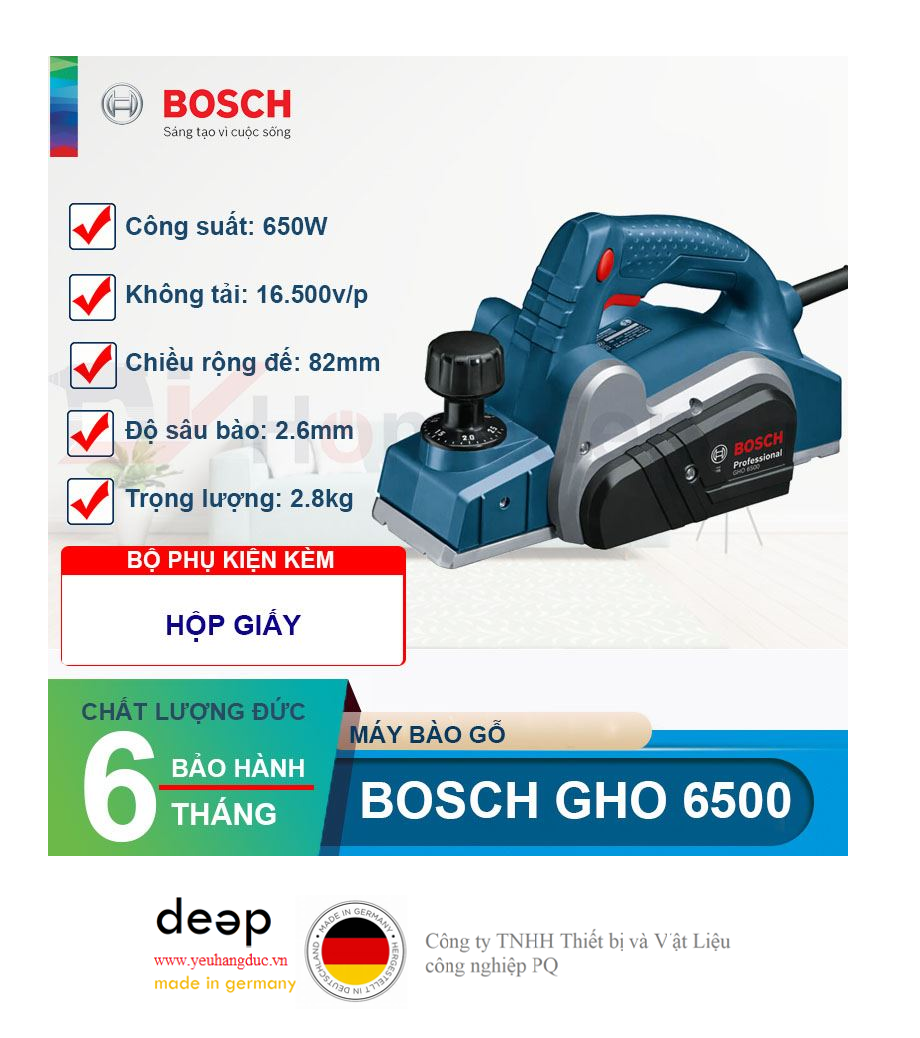 Máy bào gỗ Bosch GHO 6500   Piqi4 | Www.Thietbinhapkhau.Com | Công Ty PQ 